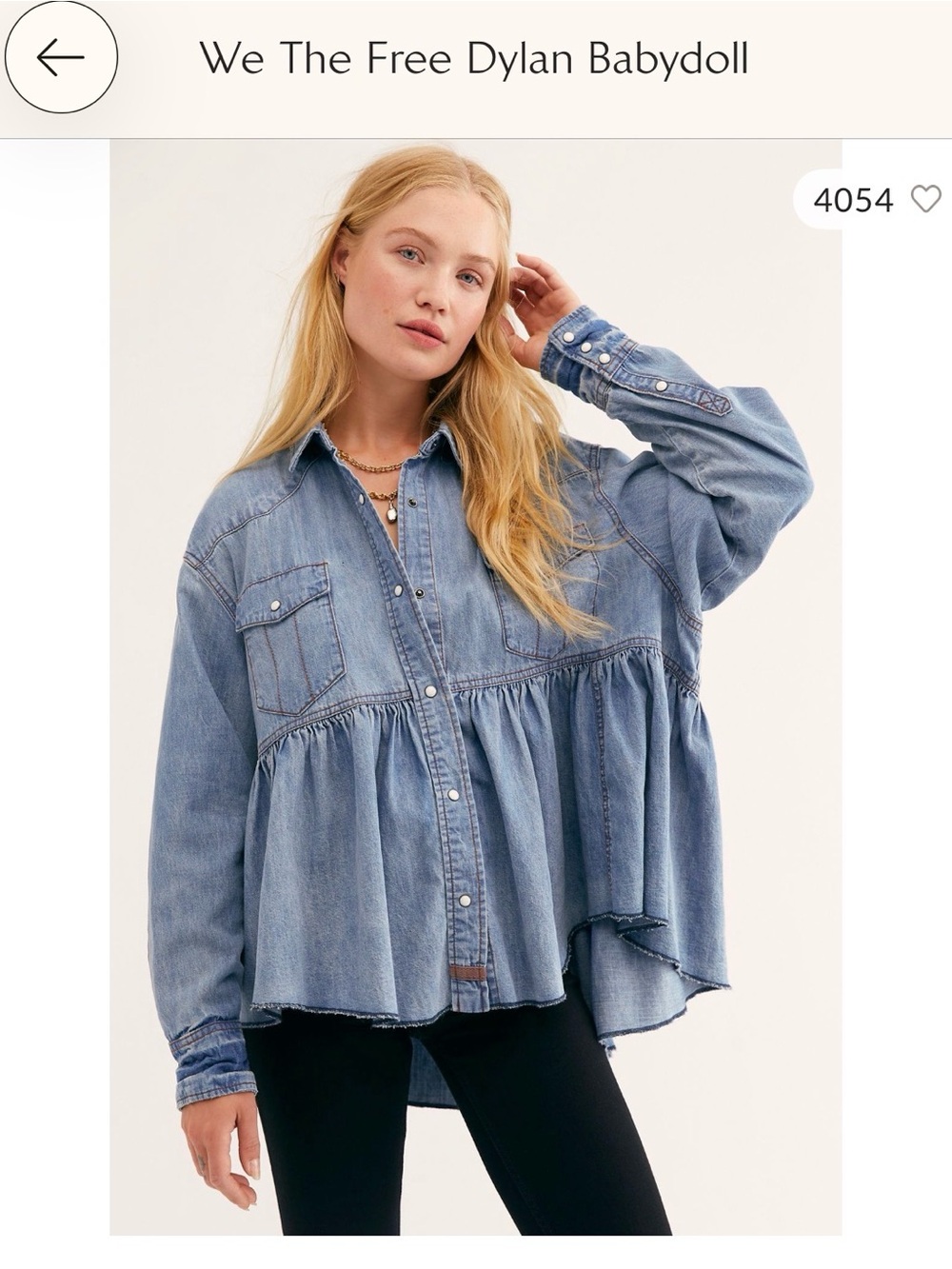We The Free Dylan Babydoll Shirt - Light Blue Denim
